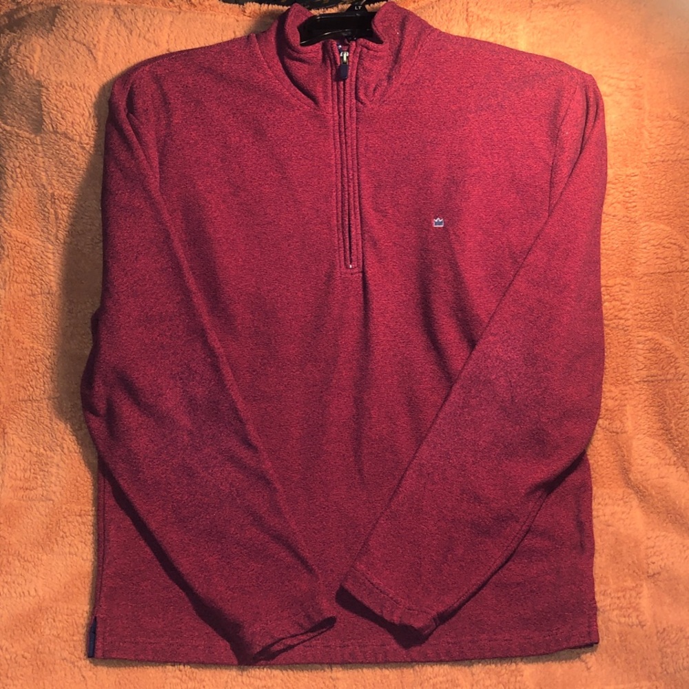 Crown & Ivy Men's Half Zip Neck Sweater in Deep Red